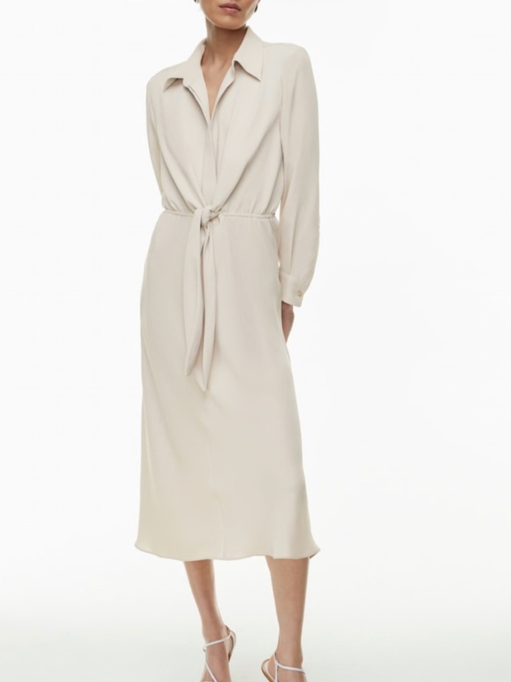 Abbey Dress Matte satin button-up midi dress